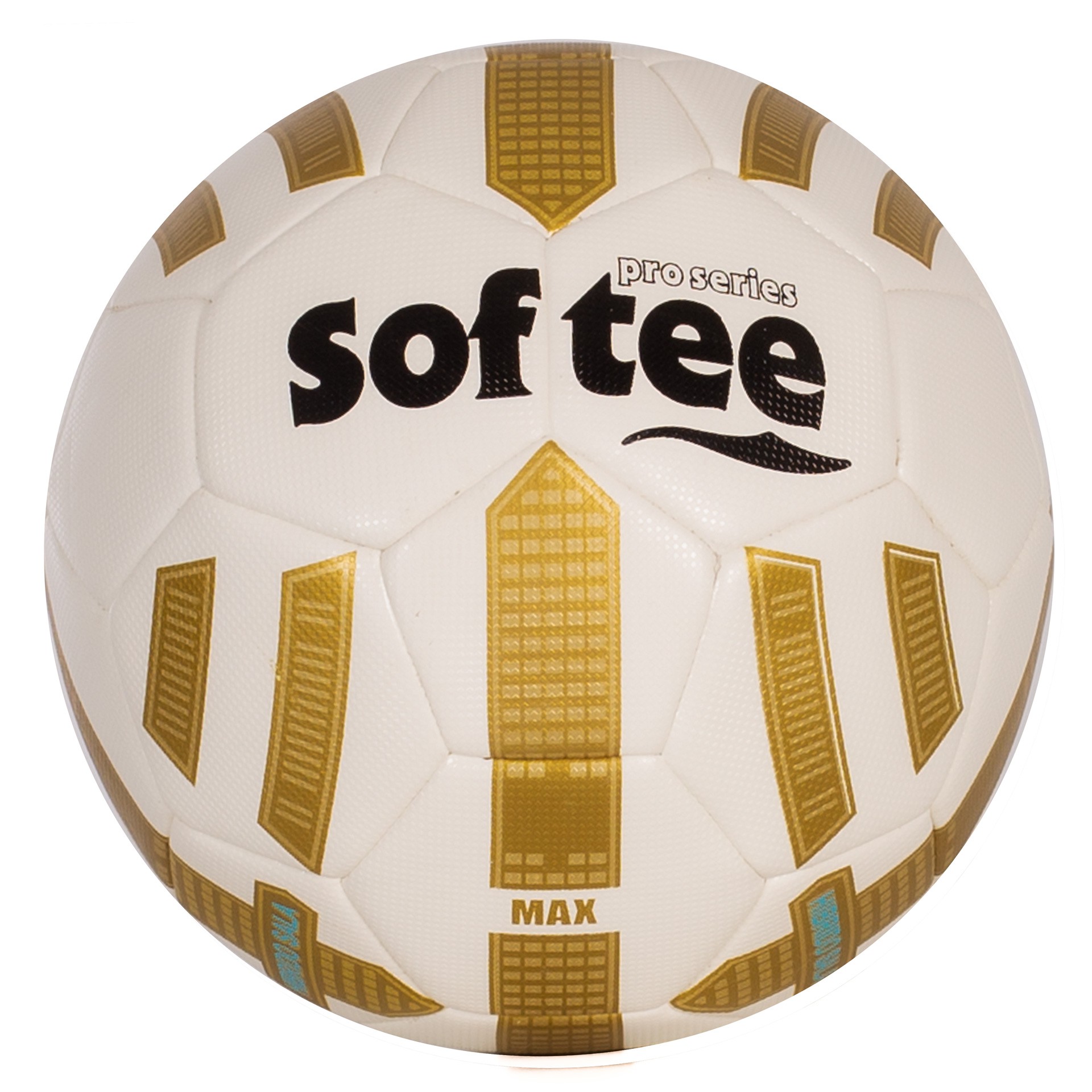 balón fútbol híbrido softee max blanco oro