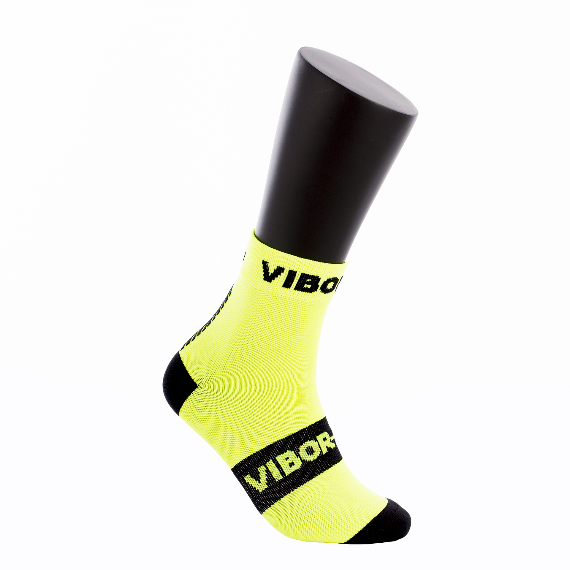 calcetines vibor-a kait media caña amarillo fluor negro 1