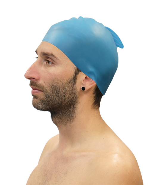 lote 10 gorros natación silicona con aleta softee azul senior