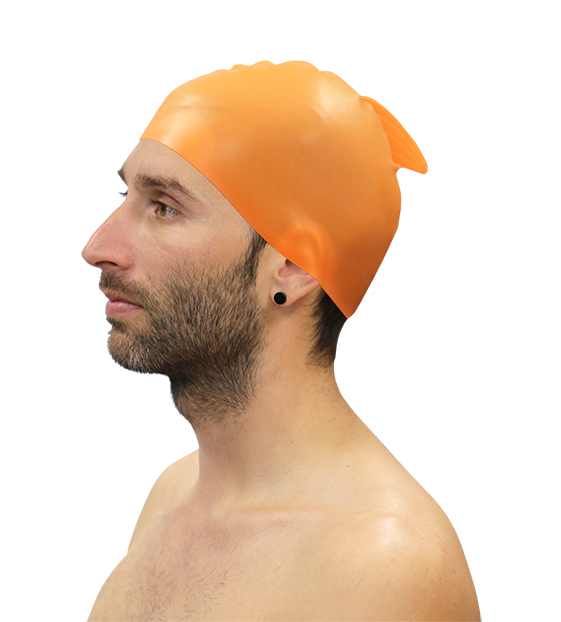 lote 10 gorros natación silicona con aleta softee naranja senior