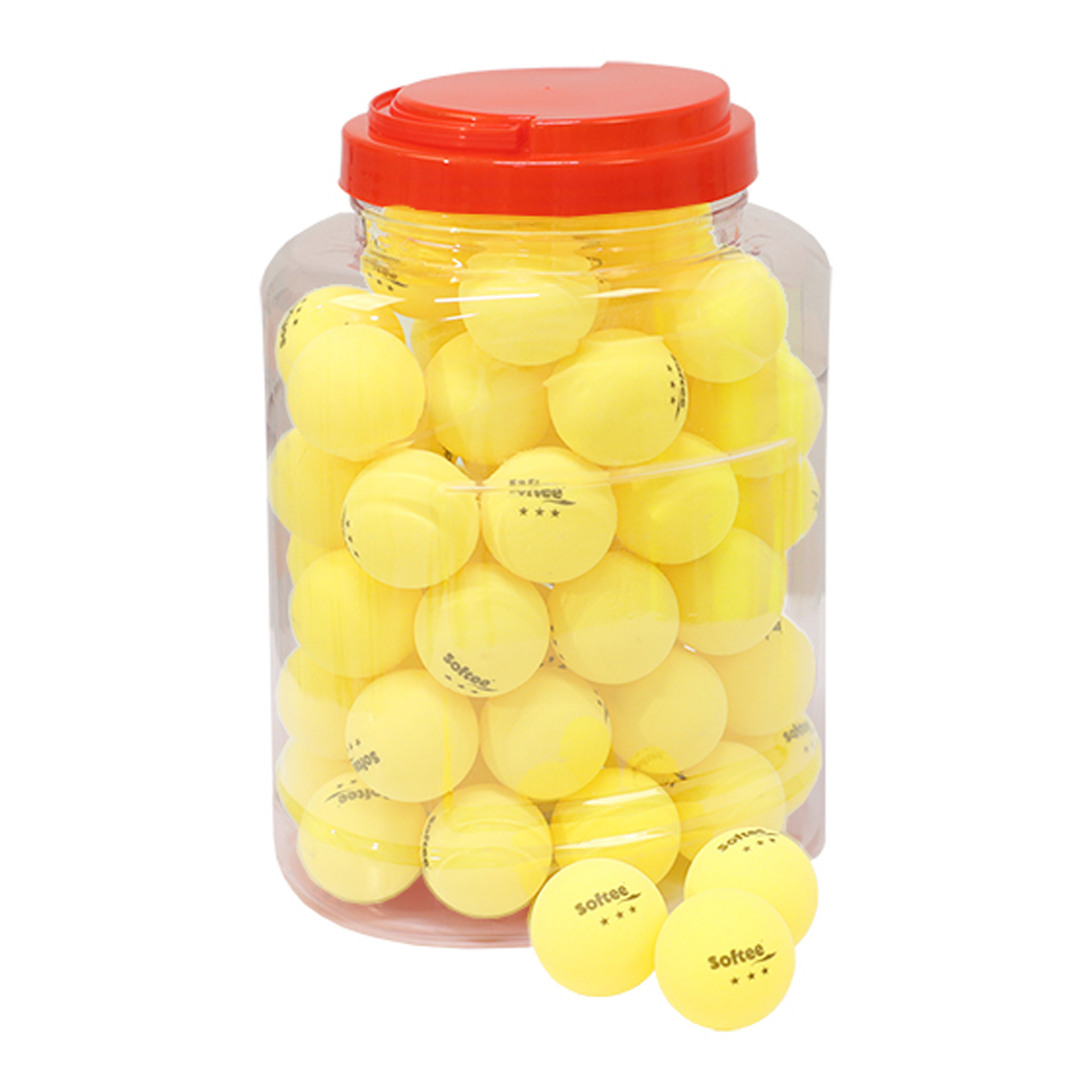 tarro 60 pelotas tenis de mesa softee 40mm amarillo flúor
