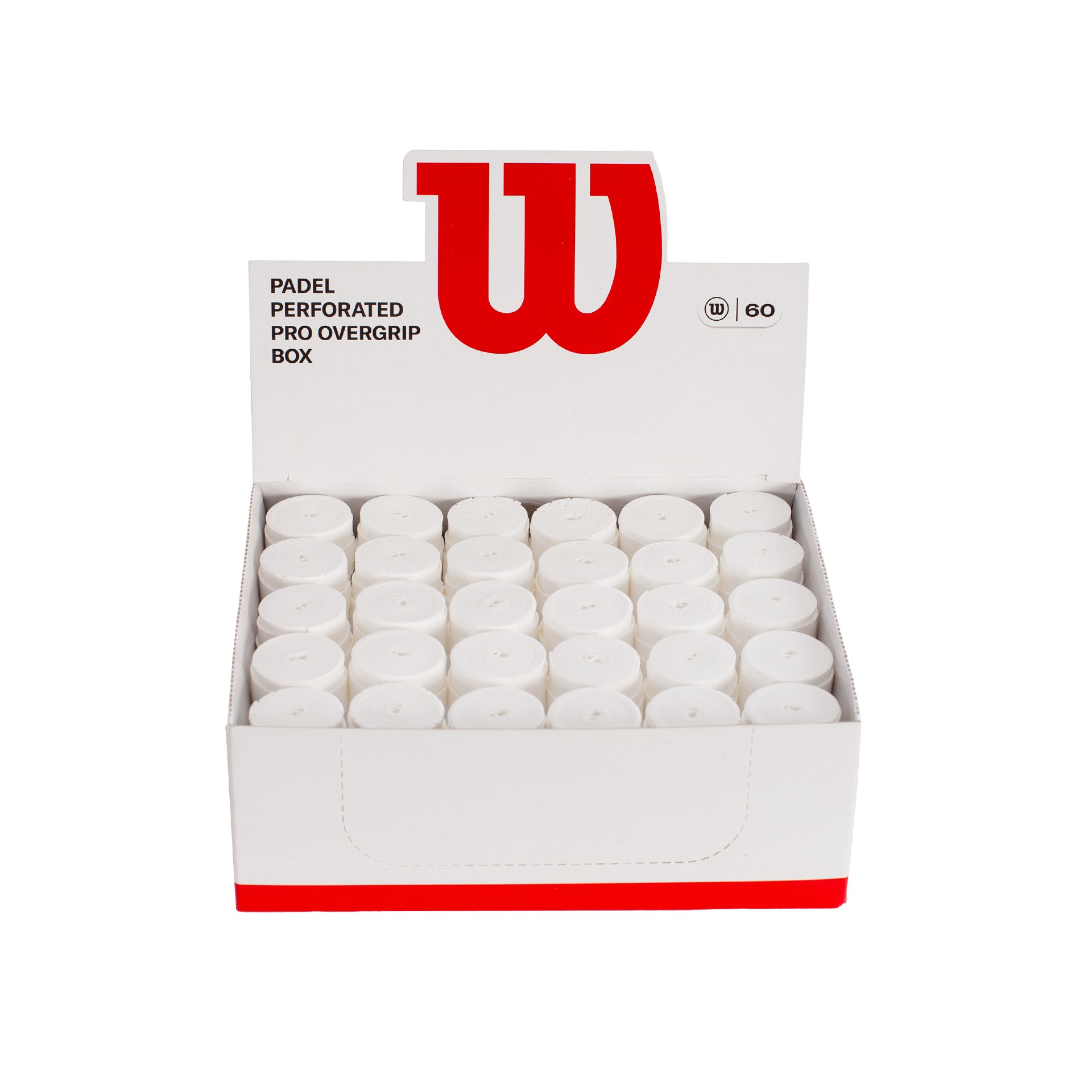 caja 60 overgrips wilson padel blanco pro perforados 7