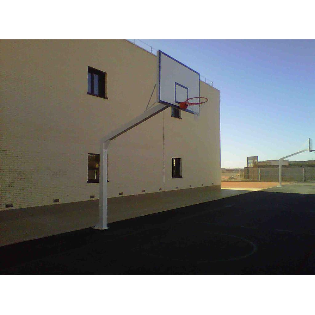 juego canastas baloncesto monotubo new tubo 140×140 mm fijas con base para anclaje vuelo 2,25 mts