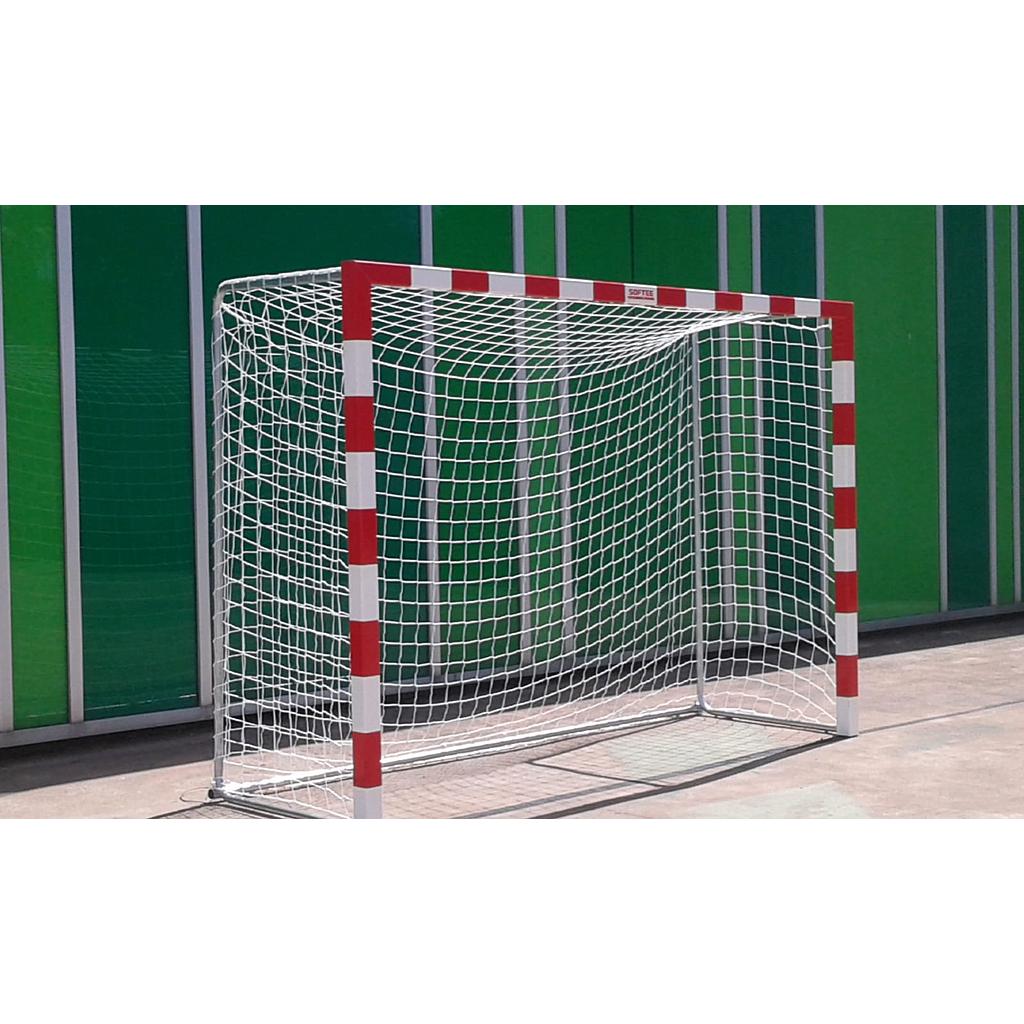 juego porterías aluminio balonmano-fútbol sala 80×80 trasladables con base tubo redondo