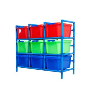 Estantería tubular con cajoneras 3 x 3