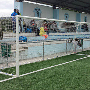 JUEGO PORTERÍAS FÚTBOL 11 METÁLICAS TRASLADABLES TUBO 100 MM REGLAMENTARIAS